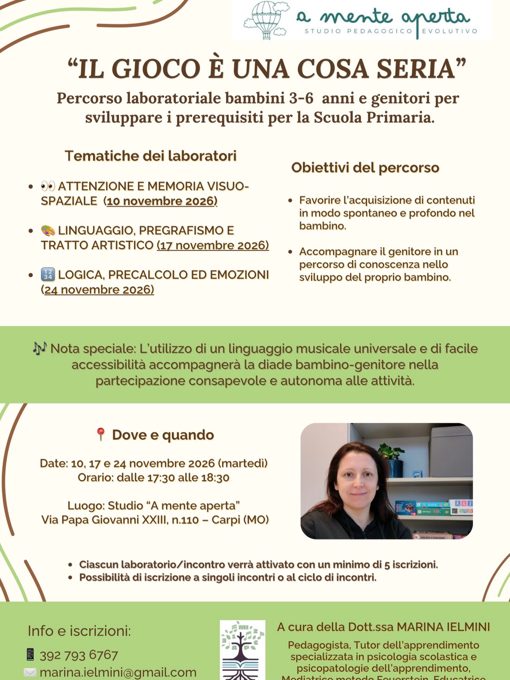 IL GIOCO È UNA COSA SERIA
A partire da novembre, un percorso laboratoriale articolato in tre incontri, dedicato a bambini e genitori, per condividere esperienze, favorire la relazione e scoprire insieme il valore educativo del gioco.