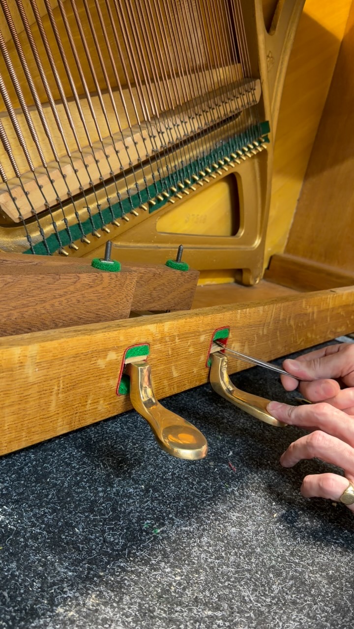Rebuilding the pedals of a British upright piano. 🔧🎹
Decades of wear, previous repairs and one pedal worn completely through.
The original mechanism was rebuilt, worn components renewed and solid brass pedals fitted, leaving the whole assembly ready for many more years of service. #piano #restoration #repair #craftsmanship #workshop