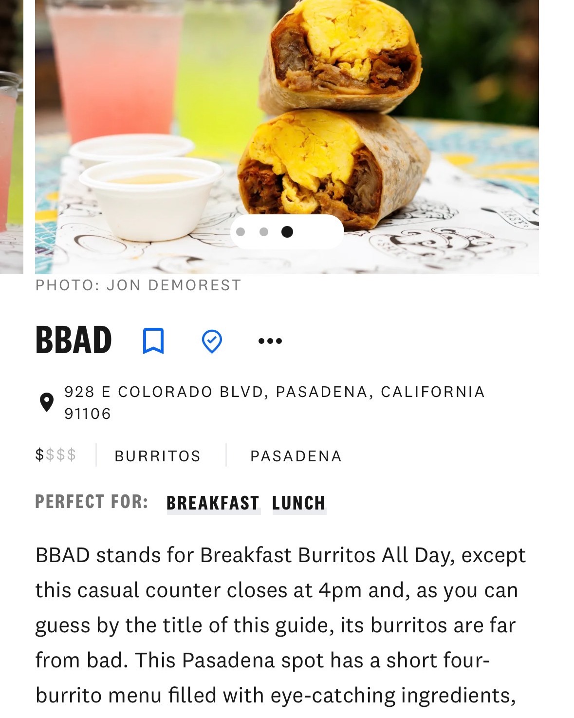 Thank you to Infatuation.com for the recent mention in their recent article on "The Best Breakfast Burritos in America" we are so honored. ~BBAD Crew
