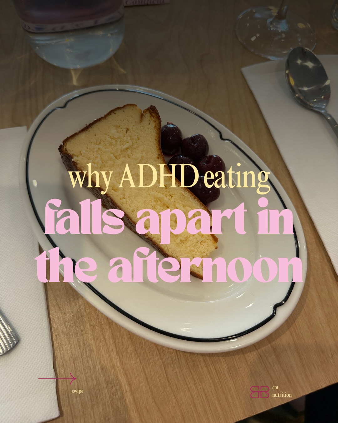 if your eating falls apart in the afternoon with ADHD, it’s often the morning catching up with you
a lot of the people i work with describe the same pattern. the morning is busy or medicated or both, food doesn’t feel urgent, maybe there’s a coffee. then somewhere mid-afternoon it all lands at once: shaky, irritable, can’t think, eating whatever’s closest and then feeling weird about it
that’s not a lack of discipline. it’s a body that hasn’t had much to work with all day and an appetite that’s been turned down
so i’m less interested in fixing what happens mid-afternoon and more interested in what happens before it. what would make eating something earlier easier? what could live in your bag so there’s no decision to make?
it doesn’t need to be a big meal. toast, a muesli bar or some yoghurt all count. if eating feels like a lot first thing, a milky drink can be a really helpful add-on, but please remember that coffee on its own isn’t breakfast!!
feeding your morning self is a pretty kind thing to do for your afternoon self 💘