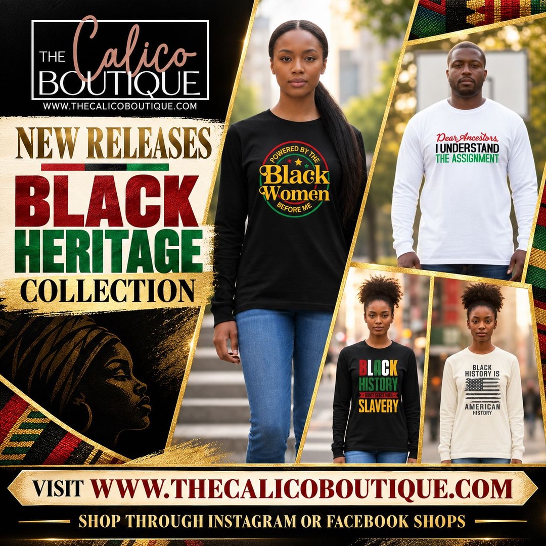 Heritage, faith, and style—united in purpose.
What if your wardrobe told your story? These tees honor legacy and ignite hope.
"For we walk by faith, not by sight." (2 Corinthians 5:7 NKJV)
Shop the Black Heritage Collection at www.thecalicoboutique.com or tap our Link in Bio. Explore Your Vision of Beauty. ✨