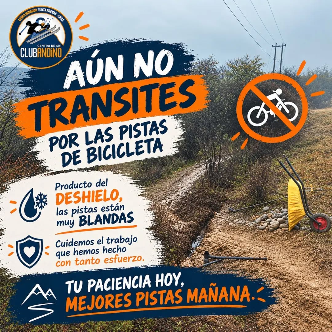 🚵♂️ ¡Entre todos cuidamos el cerro! 🧡
Démosle un respiro a las pistas de bicicleta para que se recuperen como corresponde. 🌱
Les pedimos no transitar por ellas mientras estén blandas, para ayudar a mantenerlas en buenas condiciones y poder disfrutarlas más adelante.
Nosotros les avisaremos cuando las pistas estén listas para volver a usarse. 🙌
¡Gracias por ayudarnos a cuidar y respetar la montaña! 💙🧡