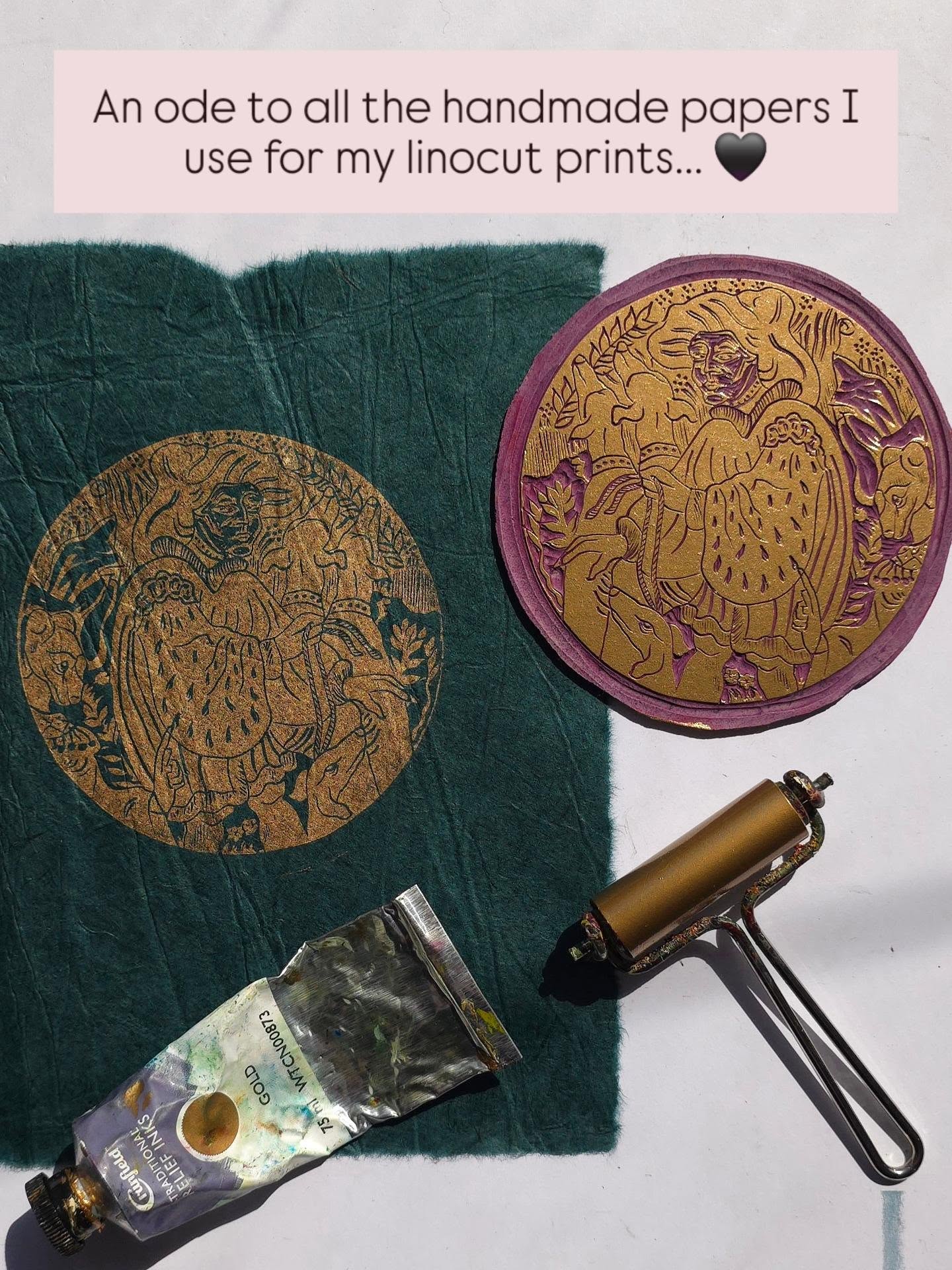 I don't know about you but today I just felt like looking at some beautiful papers! 🌿
These are just some of the handmade papers I use when printing my linocut prints! 👀
As you know I am always guided by the tools and materials I use, and I always feel like the paper is so transformative to my work, that it carries half of the weight of the final print! 🙌🏻
I love experimenting with papers, and when I do I like to intervene less, and let the surface shine! Other times I plan my print with the paper in mind, like when I print on dark paper! 👩🏻🎨
Printmaking is forever an experiment! Which is your favourite?
#printmaking #linocut #reliefprint #printmaker #printmakingart
