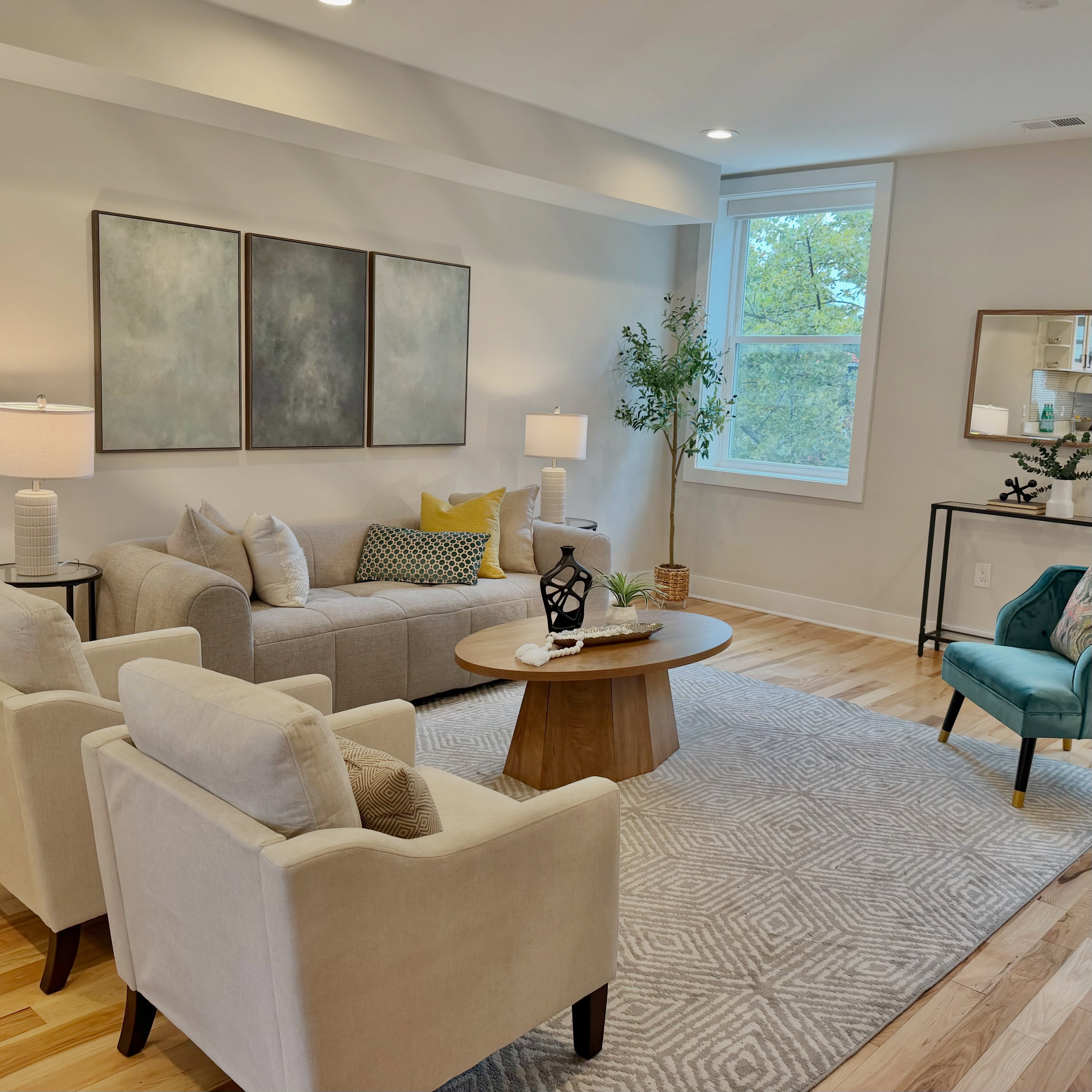 Our Fall staging palette has included lots of neutrals alongside organic greens #homestaging #dcstaging #dcrealestate